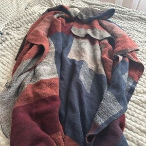 Say What? Red and Gray Knit Shaw/Cover up